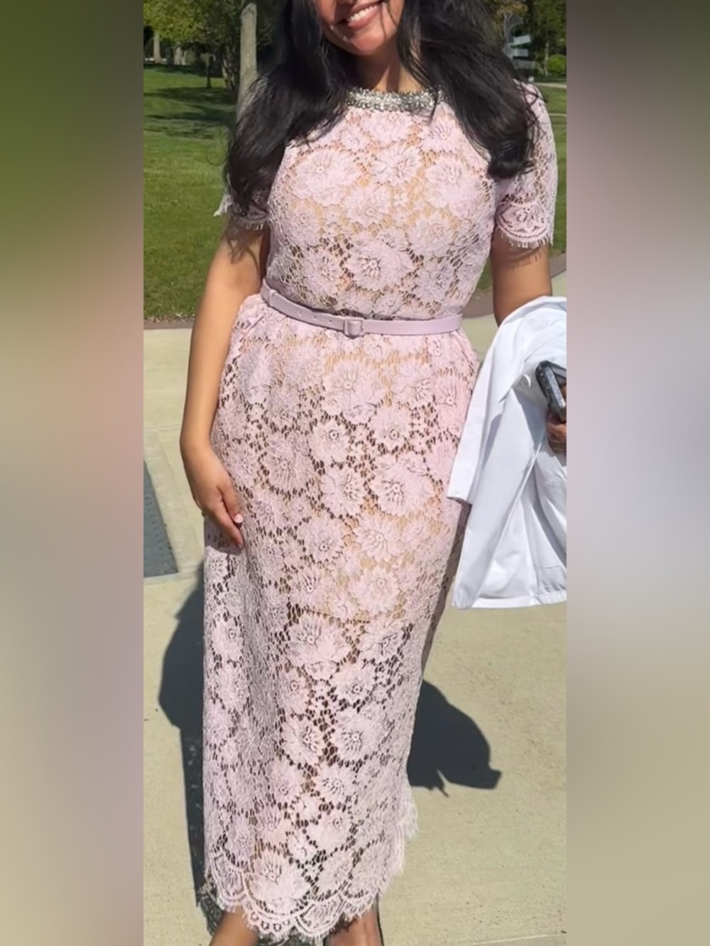 Self-Portrait Blush Pink Floral Lace Midi Dress